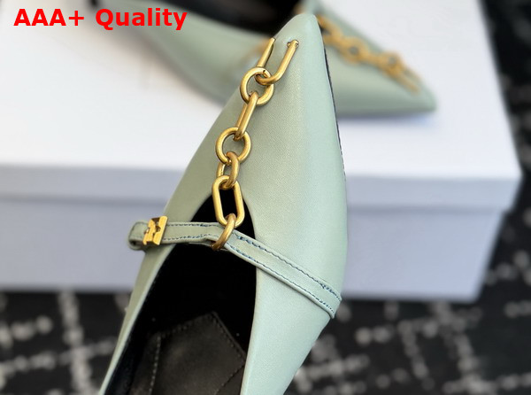 Balmain Sync Leather Mules with Pointed Toe in Green Replica