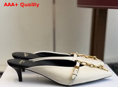 Balmain Sync Leather Mules with Pointed Toe in White Replica