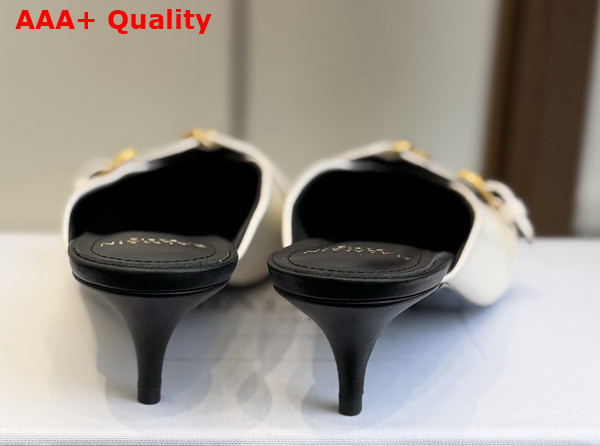 Balmain Sync Leather Mules with Pointed Toe in White Replica