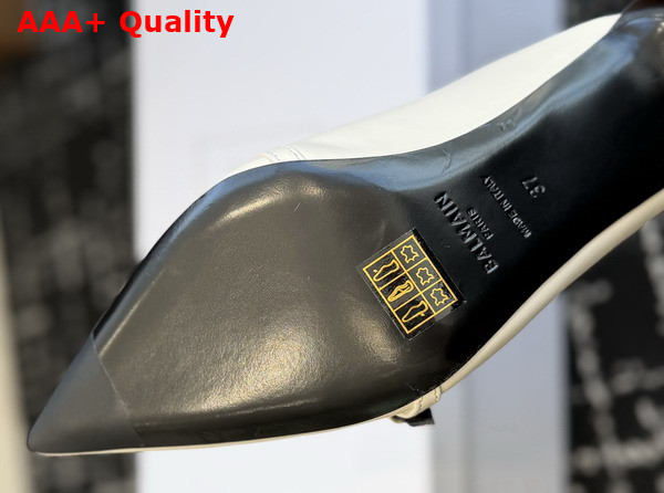 Balmain Sync Leather Mules with Pointed Toe in White Replica