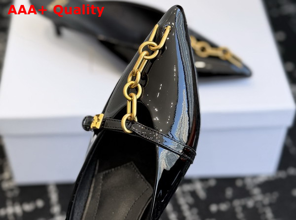 Balmain Sync Patent Leather Mules with Pointed Toe in Black Replica