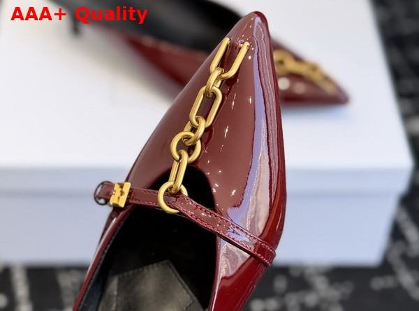 Balmain Sync Patent Leather Mules with Pointed Toe in Burgundy Replica