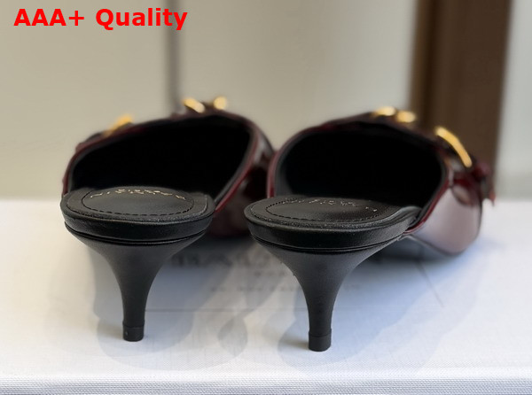 Balmain Sync Patent Leather Mules with Pointed Toe in Burgundy Replica