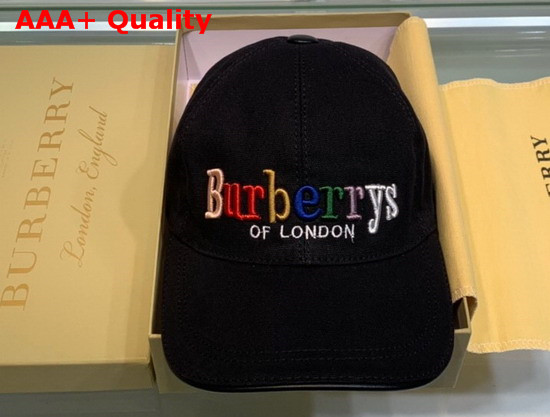 Burberry Baseball Cap Black Cotton Canvas Embroidered Logo Replica
