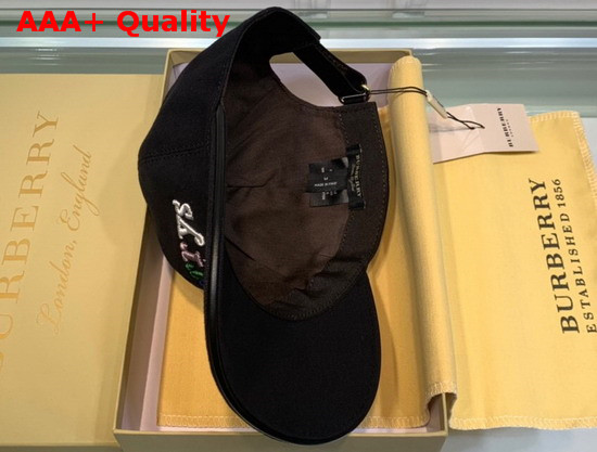 Burberry Baseball Cap Black Cotton Canvas Embroidered Logo Replica