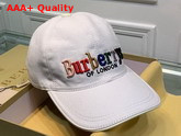 Burberry Baseball Cap White Cotton Canvas Embroidered Logo Replica