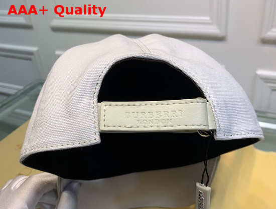 Burberry Baseball Cap White Cotton Canvas Embroidered Logo Replica