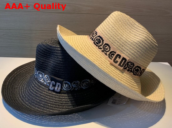 Dior Mexican Daytime Roses Hat in Beige Woven Paper Replica