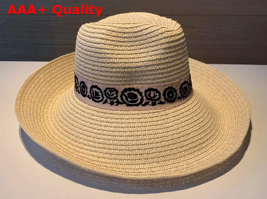 Dior Mexican Daytime Roses Hat in Beige Woven Paper Replica