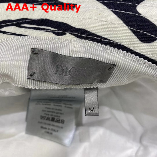 Dior and Shawn Bucket Hat White and Black Cotton Canvas Replica