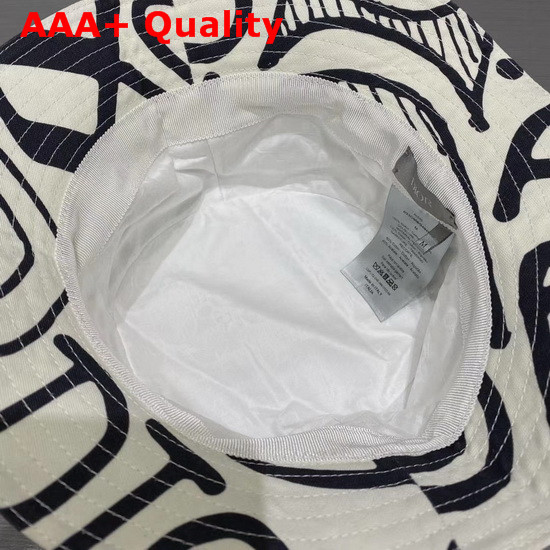 Dior and Shawn Bucket Hat White and Black Cotton Canvas Replica