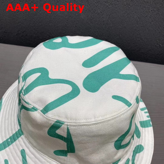 Dior and Shawn Bucket Hat White and Green Cotton Canvas Replica