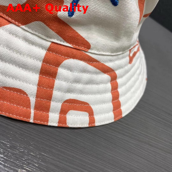 Dior and Shawn Bucket Hat White and Orange Cotton Canvas Replica