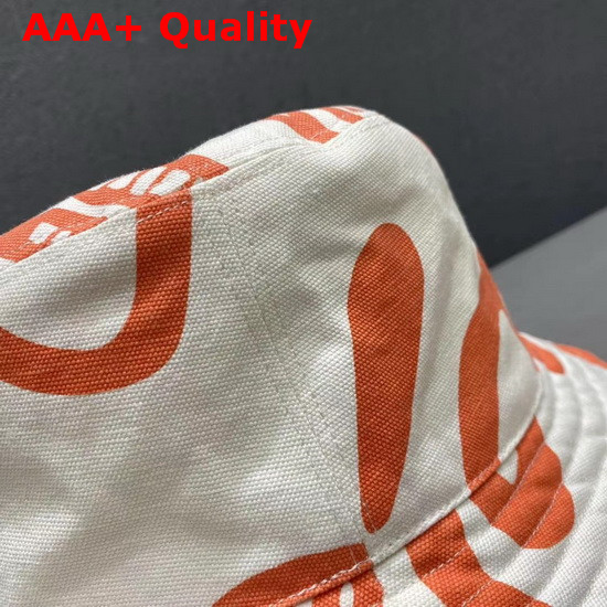 Dior and Shawn Bucket Hat White and Orange Cotton Canvas Replica