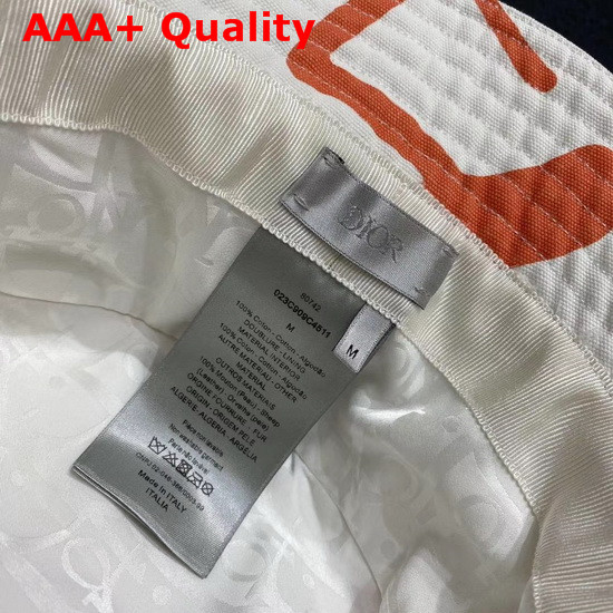 Dior and Shawn Bucket Hat White and Orange Cotton Canvas Replica