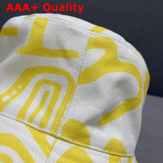 Dior and Shawn Bucket Hat White and Yellow Cotton Canvas Replica