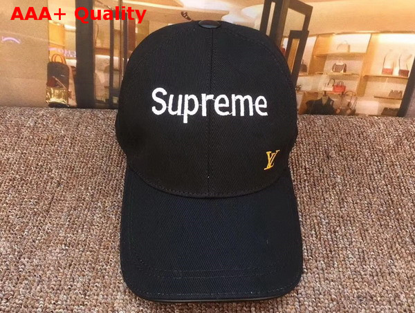 Louis Vuitton Baseball Hat with Embroidered Supreme Black Replica