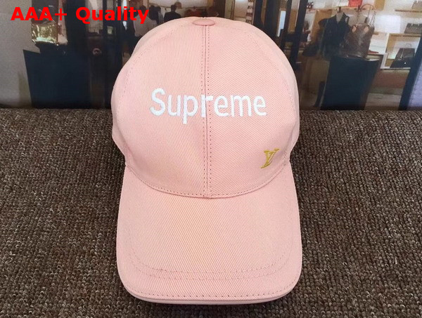 Louis Vuitton Baseball Hat with Embroidered Supreme Pink Replica