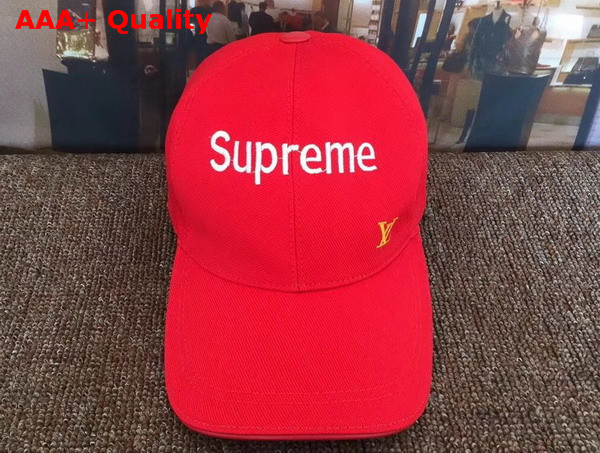 Louis Vuitton Baseball Hat with Embroidered Supreme Red Replica