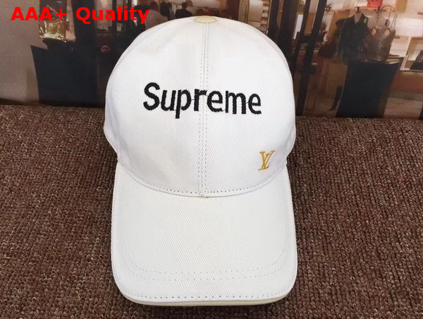 Louis Vuitton Baseball Hat with Embroidered Supreme White Replica