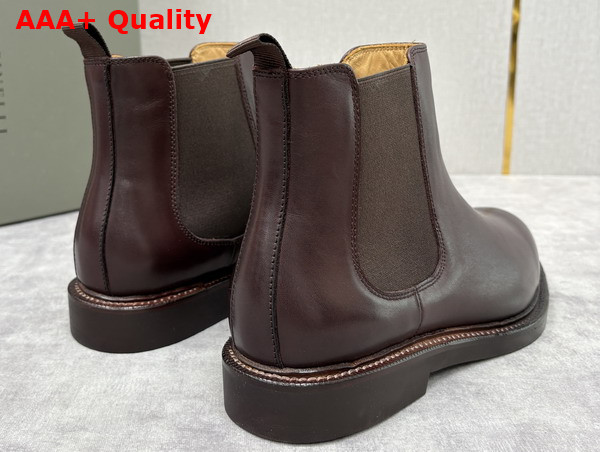 Brunello Cucinelli Calfskin Chelsea Boots in Dark Amber Smoke Replica