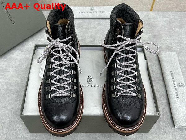 Brunello Cucinelli Calfskin Mountain Boot in Black Replica