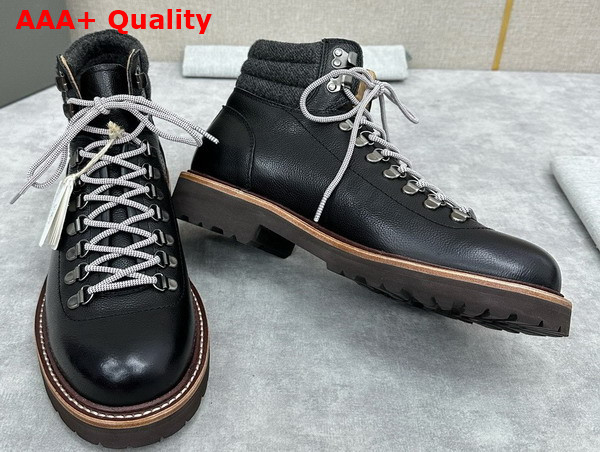 Brunello Cucinelli Calfskin Mountain Boot in Black Replica