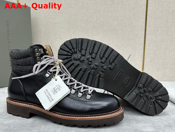 Brunello Cucinelli Calfskin Mountain Boot in Black Replica