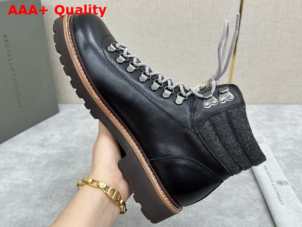 Brunello Cucinelli Calfskin Mountain Boot in Black Replica