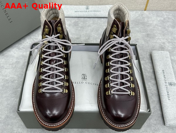 Brunello Cucinelli Calfskin Mountain Boot in Espresso Replica