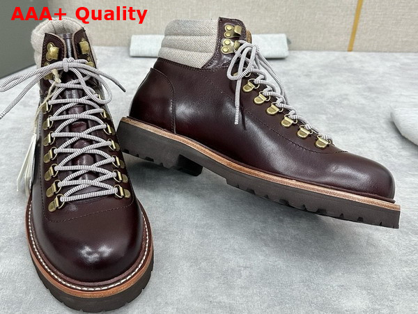 Brunello Cucinelli Calfskin Mountain Boot in Espresso Replica