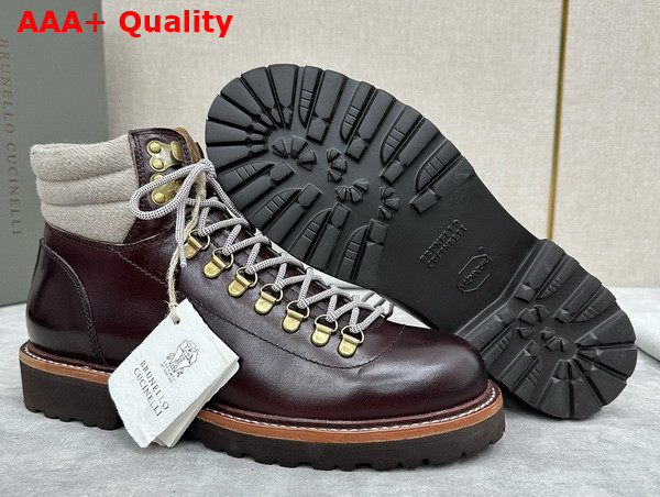 Brunello Cucinelli Calfskin Mountain Boot in Espresso Replica