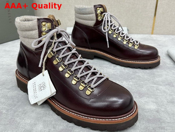 Brunello Cucinelli Calfskin Mountain Boot in Espresso Replica
