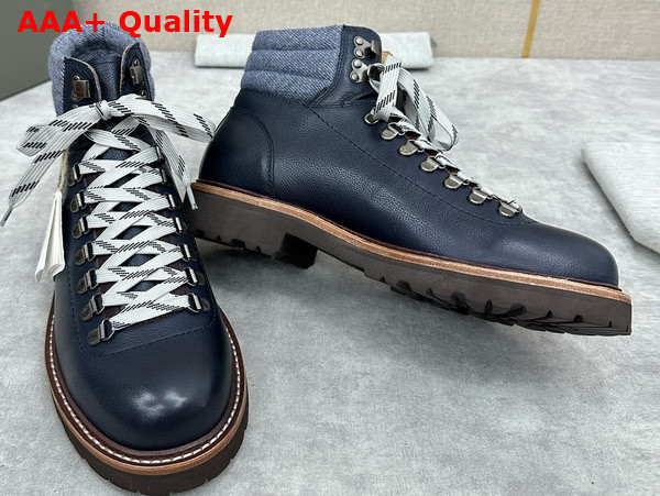 Brunello Cucinelli Calfskin Mountain Boot in Navy Blue Replica