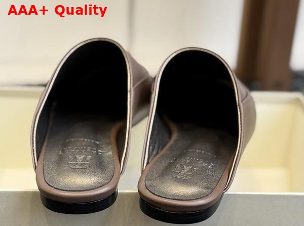 Brunello Cucinelli Calfskin Slippers in Tan Replica