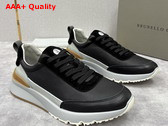 Brunello Cucinelli Calfskin and Suede Runners in Black Replica