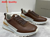 Brunello Cucinelli Calfskin and Suede Runners in Brown Replica