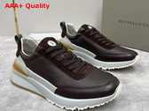 Brunello Cucinelli Calfskin and Suede Runners in Espresso Replica