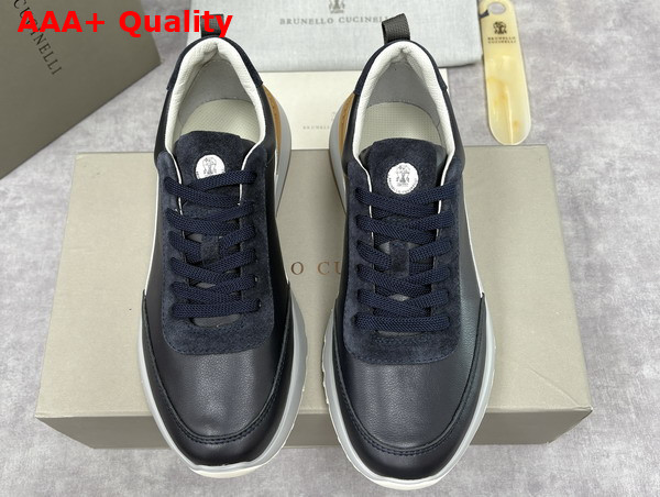 Brunello Cucinelli Calfskin and Suede Runners in Night Replica