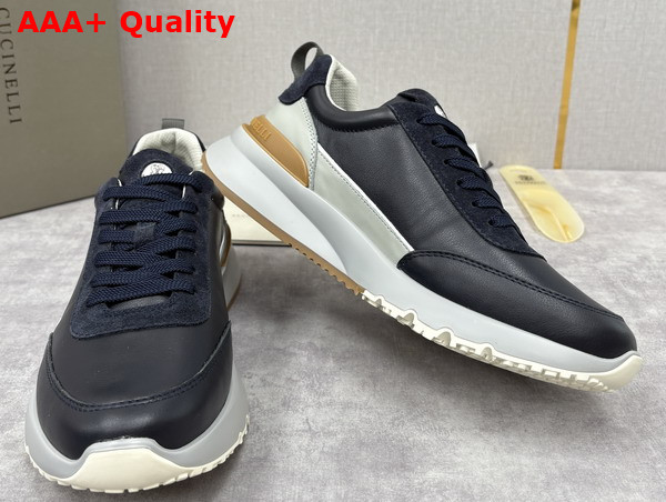 Brunello Cucinelli Calfskin and Suede Runners in Night Replica