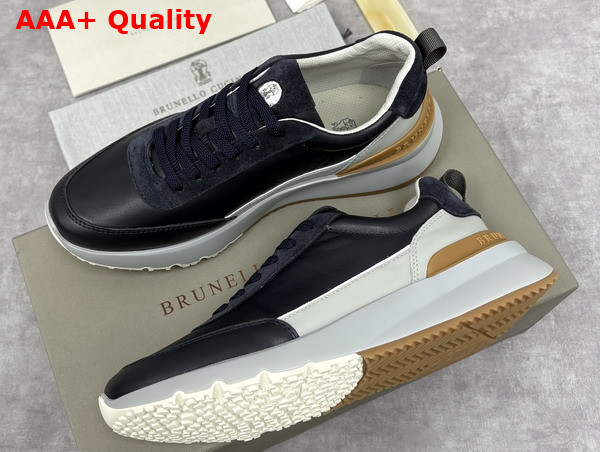 Brunello Cucinelli Calfskin and Suede Runners in Night Replica