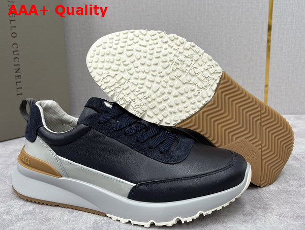 Brunello Cucinelli Calfskin and Suede Runners in Night Replica