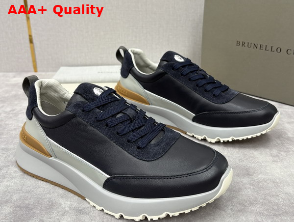 Brunello Cucinelli Calfskin and Suede Runners in Night Replica