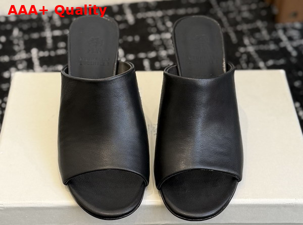 Brunello Cucinelli Classic Leather Mules in Black Replica
