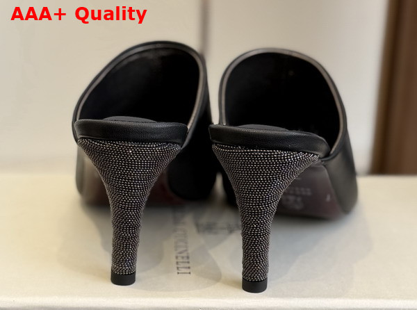 Brunello Cucinelli Classic Leather Mules in Black Replica