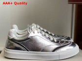 Brunello Cucinelli Lame Calfskin Sneakers with Shiny Details in Silver Replica