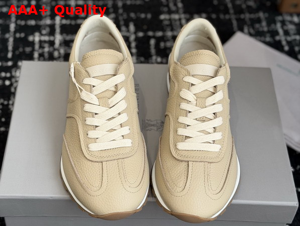 Brunello Cucinelli Leather Runners Beige Grained Soft Leather Runners with Shiny Loops Replica