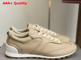 Brunello Cucinelli Leather Runners Beige Grained Soft Leather Runners with Shiny Loops Replica
