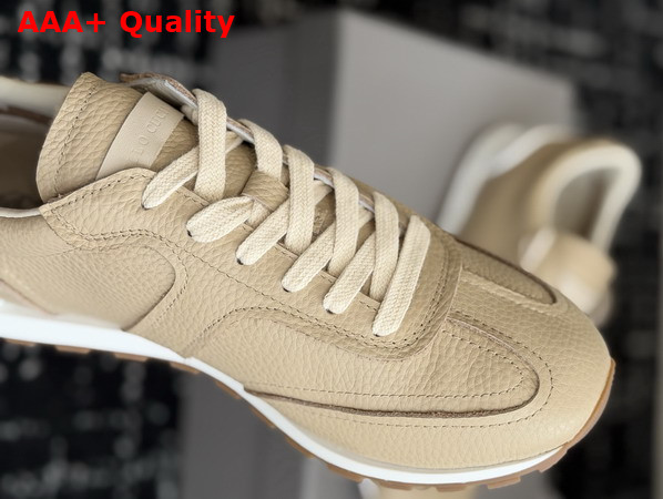 Brunello Cucinelli Leather Runners Beige Grained Soft Leather Runners with Shiny Loops Replica