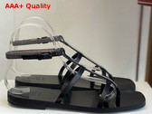 Brunello Cucinelli Leather Sandals with Monili in Black Replica